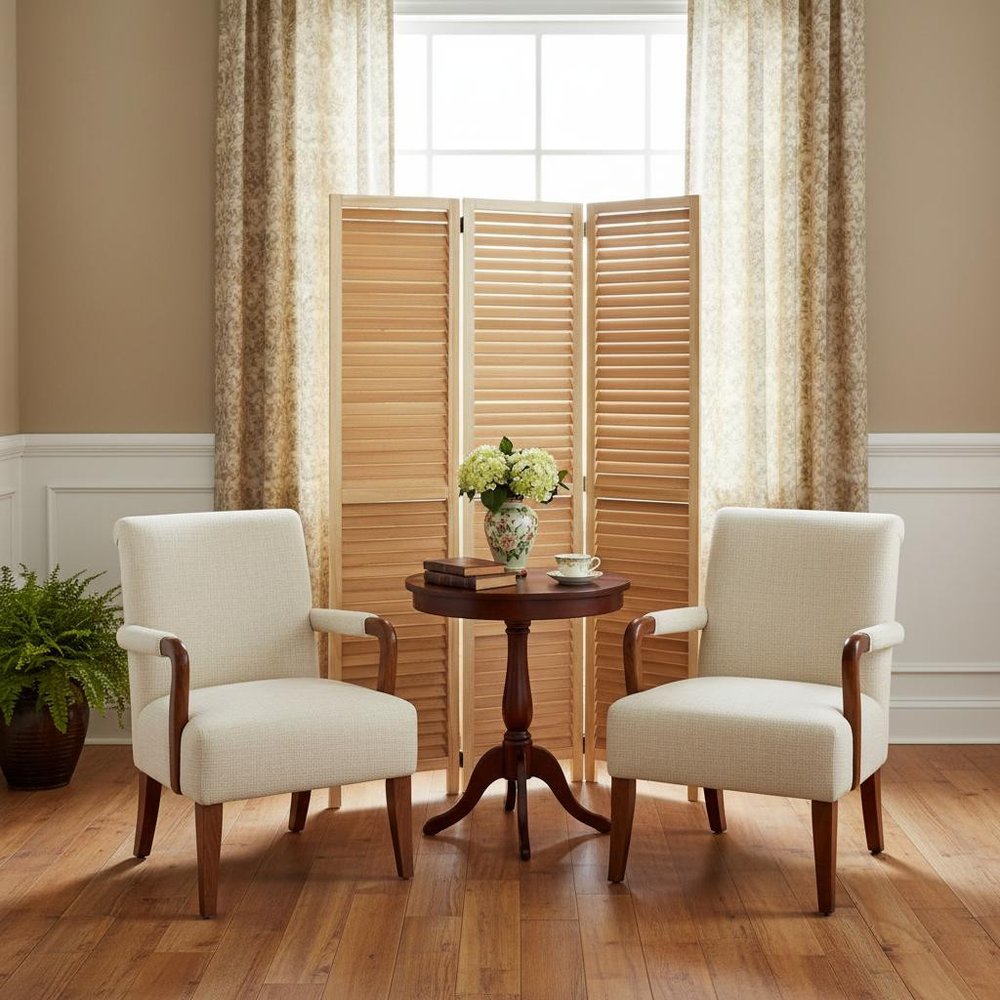 67" Natural Solid Wood Panel Screen Room Divider