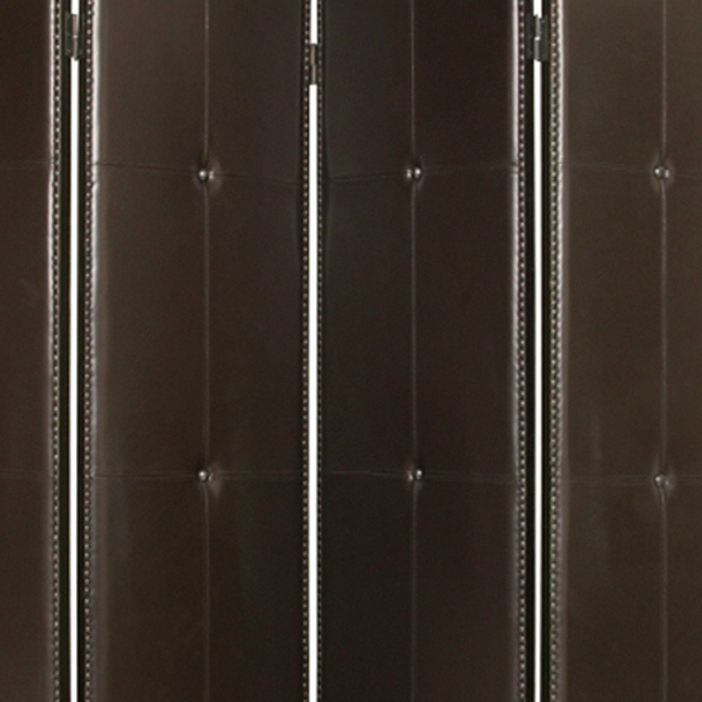 84" Brown Faux Leather Folding Four Panel Screen Room Divider - SKU 277094 close-up detail