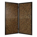 84" Brown Folding Two Panel Screen Room Divider on a white background