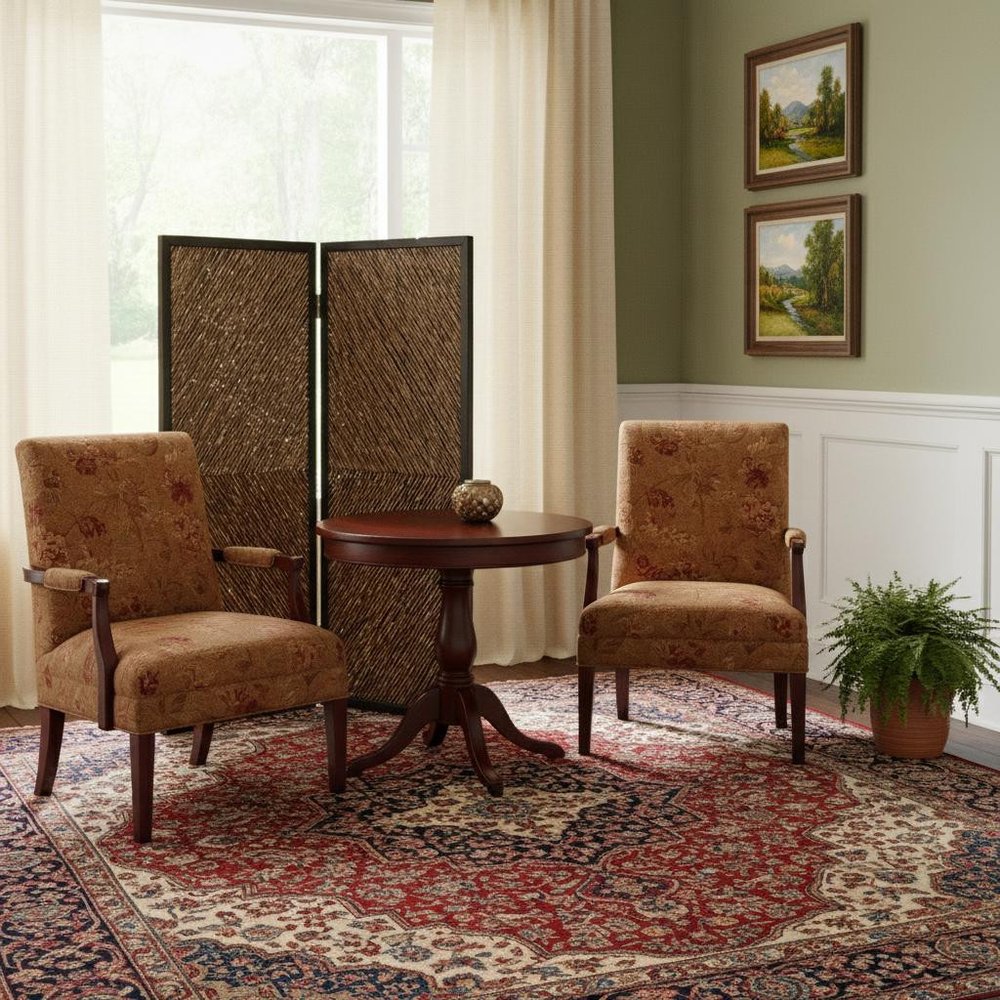 84" Brown Folding Two Panel Screen Room Divider in a home interior
