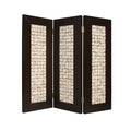 84" Brown Folding Three Panel Screen Room Divider - with Three Panels on a white background