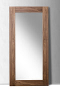 79" Brown Framed Leaning Full Length Hanging Mirror on a white background