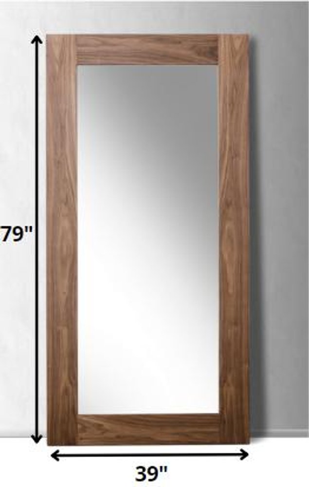 79" Brown Framed Leaning Full Length Hanging Mirror on a white background