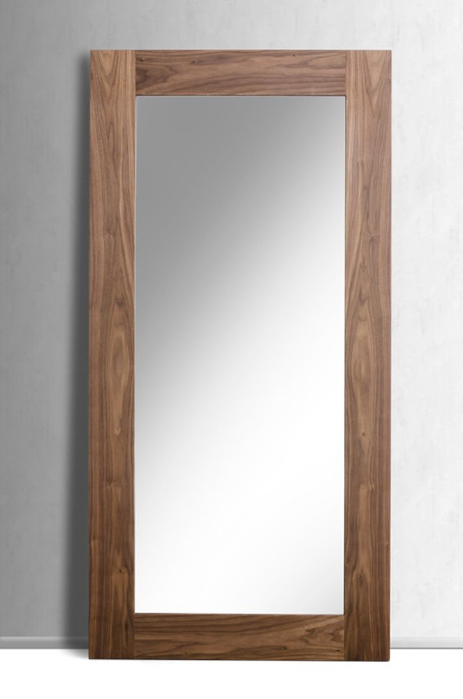 79" Brown Framed Leaning Full Length Hanging Mirror on a white background