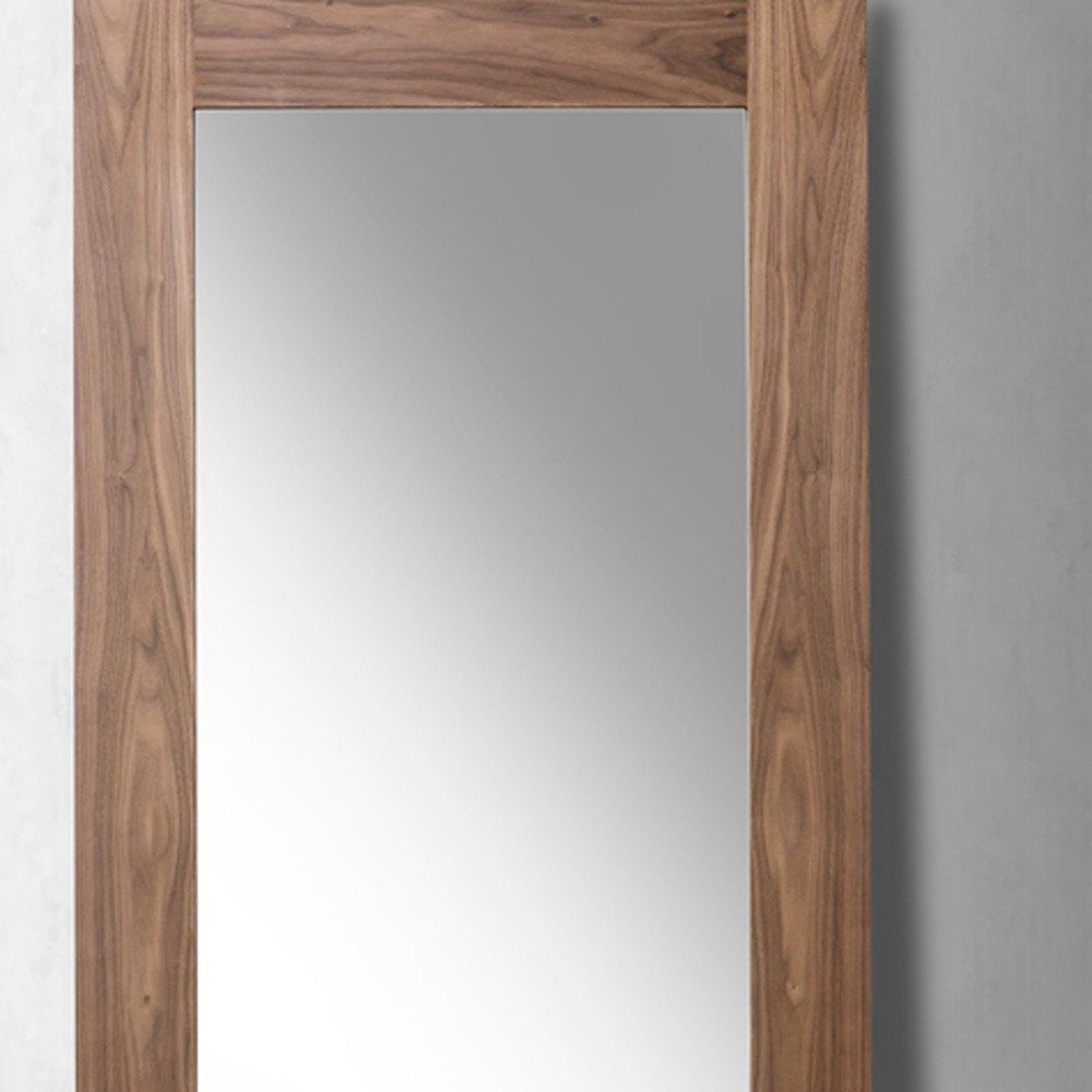 79" Brown Framed Leaning Full Length Hanging Mirror on a white background