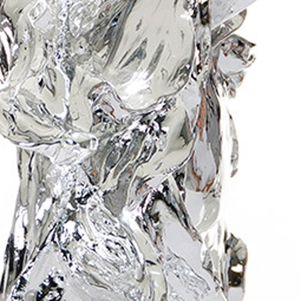 11" Silver Glass Figurine Tabletop Sculpture. Sculpture in silver glass.