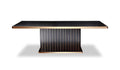 95" Black and Gold Wood Pedestal Base Dining Table on a white background