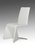 Set of Two White Upholstered Faux Leather Dining Side Chairs - 37" H x 20.5" W x 26" D