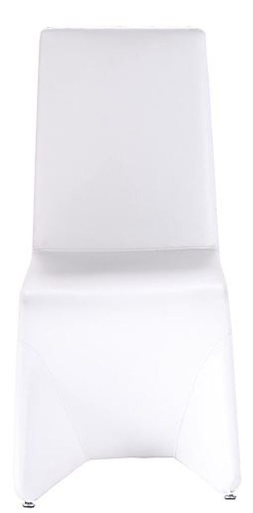 Set of Two White Upholstered Faux Leather Dining Side Chairs - 37" H x 20.5" W x 26" D
