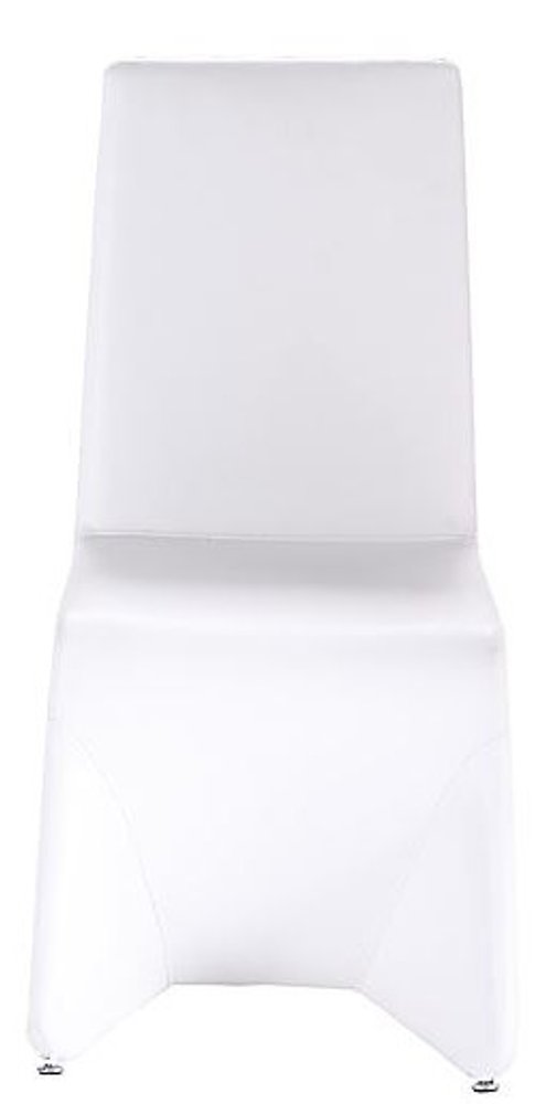 Set of Two White Upholstered Faux Leather Dining Side Chairs - 37" H x 20.5" W x 26" D