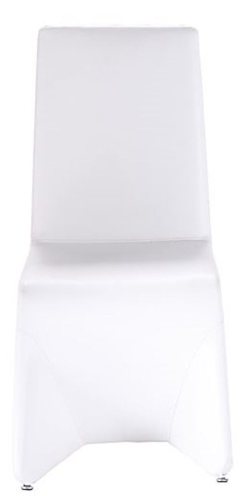 Set of Two White Upholstered Faux Leather Dining Side Chairs - 37" H x 20.5" W x 26" D on a white background