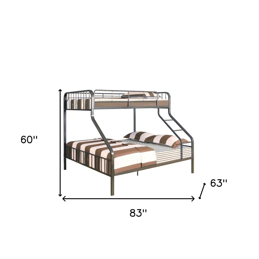 Gunmetal Twin Over Queen Bunk Bed on a white background