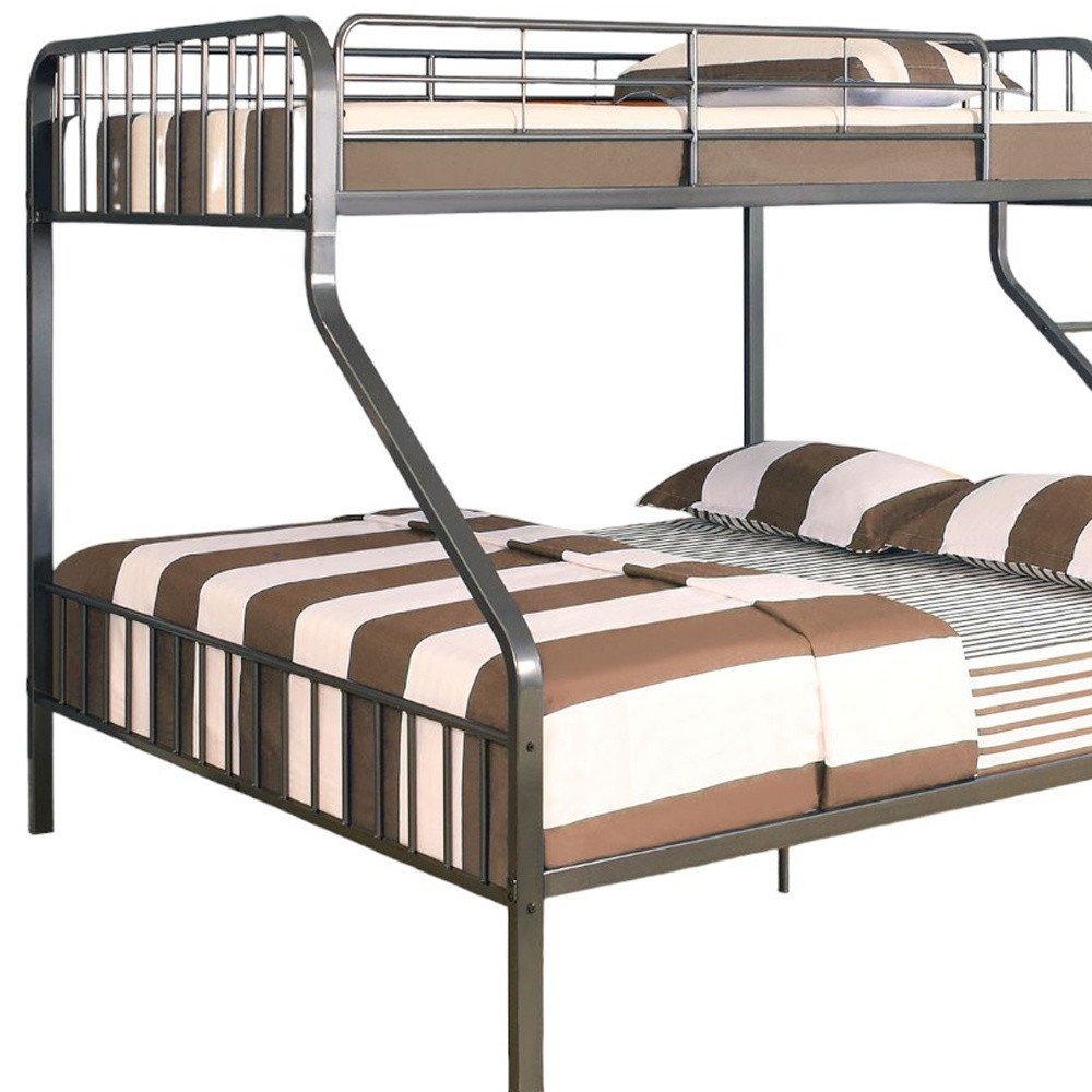Gunmetal Twin Over Queen Bunk Bed on a white background