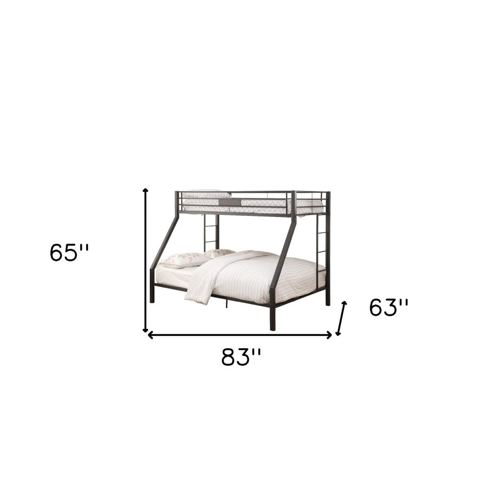 Black Twin Over Full Bunk Bed on a white background