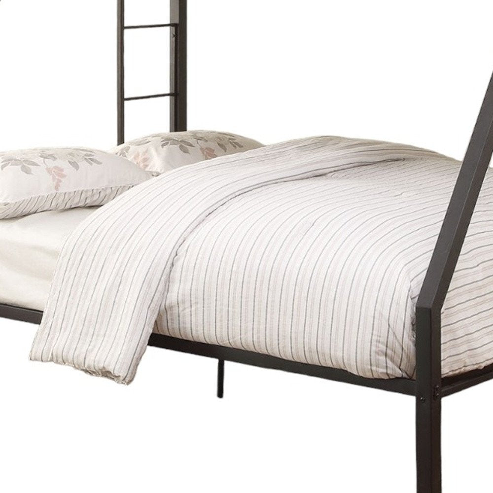 Black Twin Over Full Bunk Bed on a white background