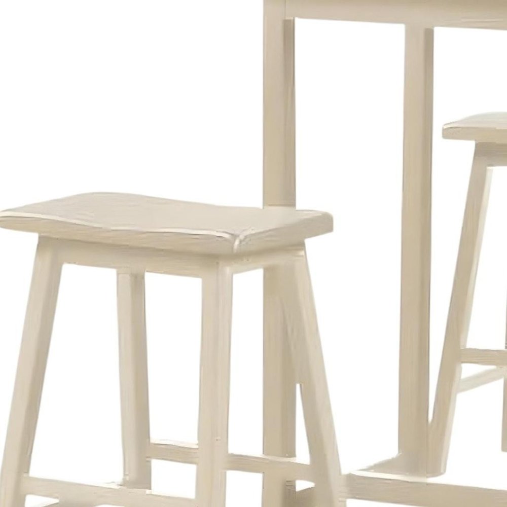 Three Piece Cream Solid Wood Counter Height Bar Table Set