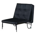 75" Black Faux Leather Tufted Convertible Chair on a white background