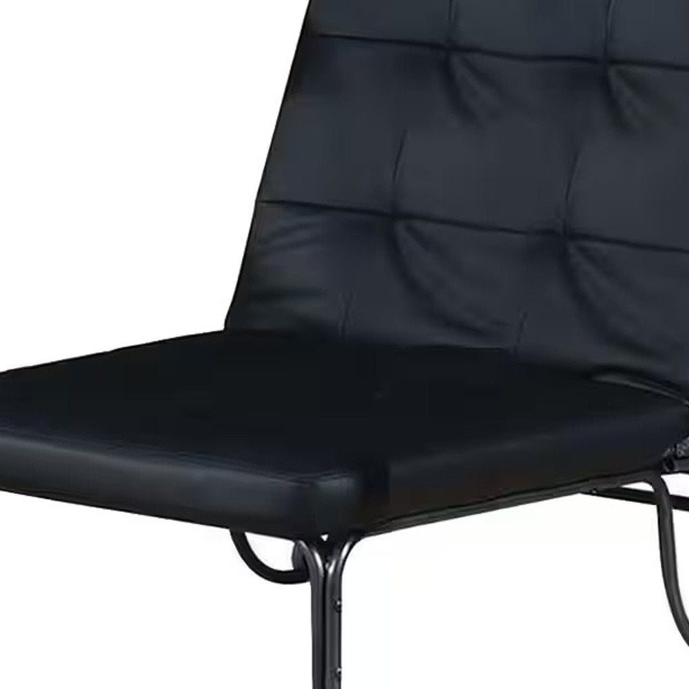 75" Black Faux Leather Tufted Convertible Chair on a white background
