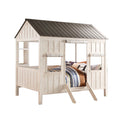 White Solid Wood Full House Bed on a white background