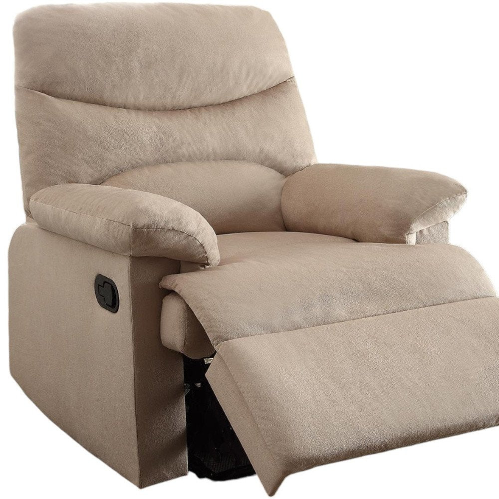 35" Light Brown Microfiber Manual Recliner. Recliner isolated on a plain white background, showing its brown color.