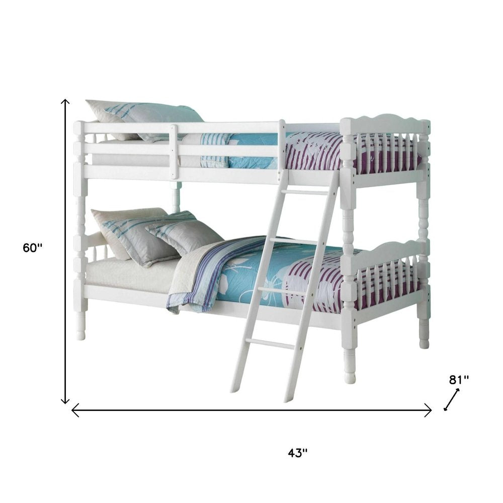White Twin Over Twin Bunk Bed on a white background