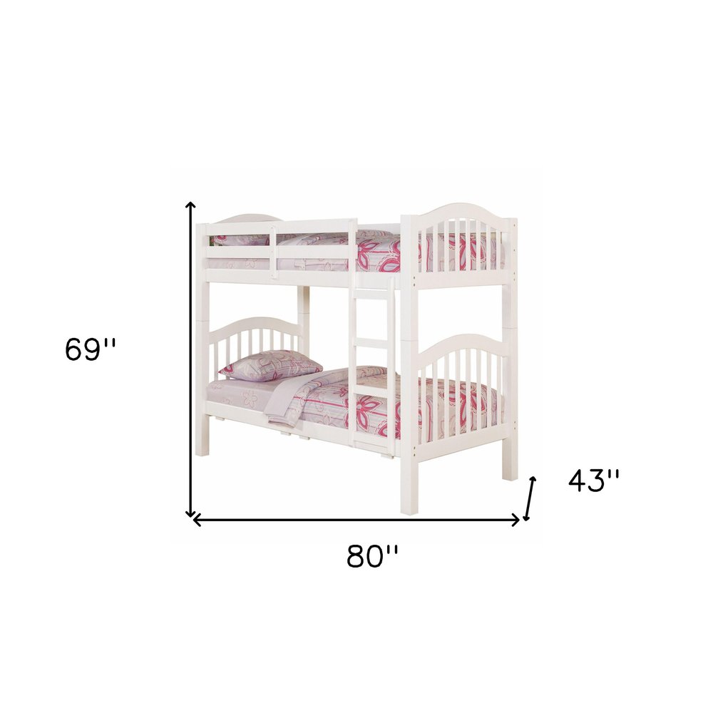 White Twin Over Twin Bunk Bed on a white background