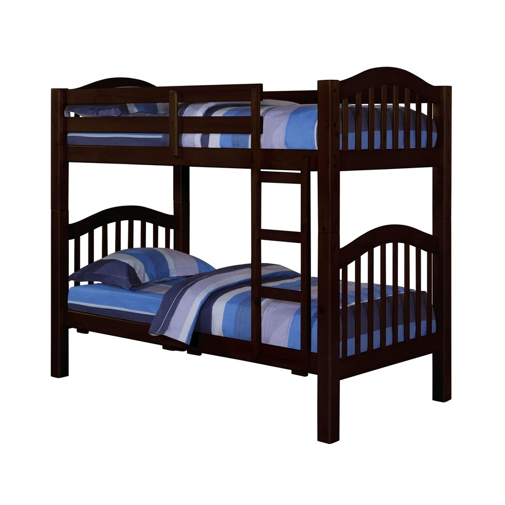 Espresso Twin Over Twin Bunk Bed on a white background