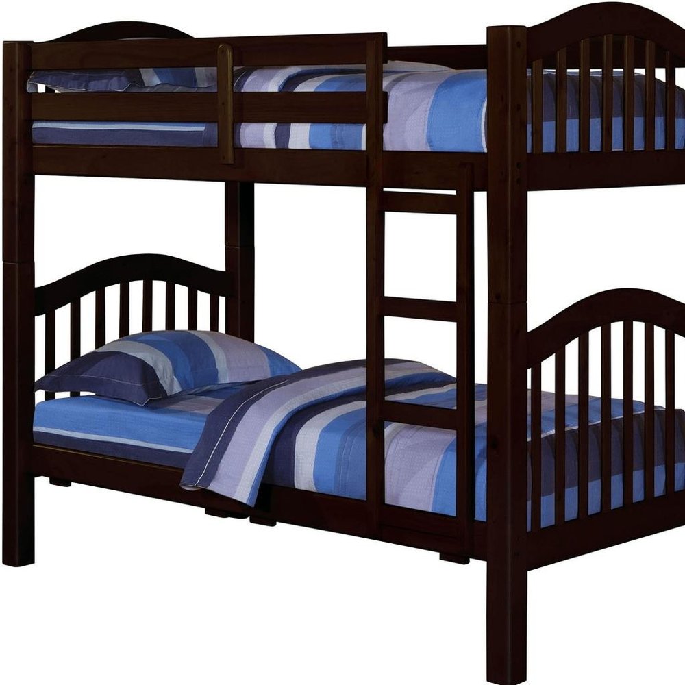Espresso Twin Over Twin Bunk Bed on a white background