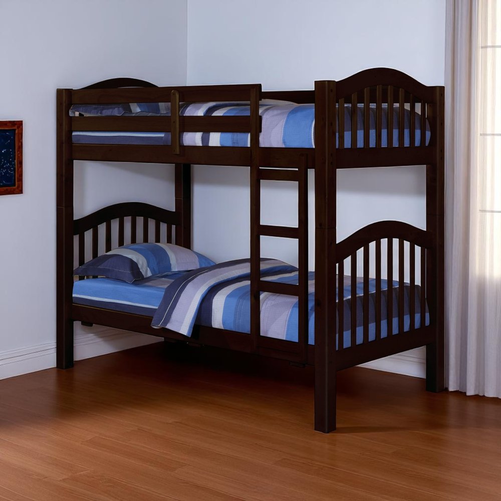 Espresso Twin Over Twin Bunk Bed in a home interior