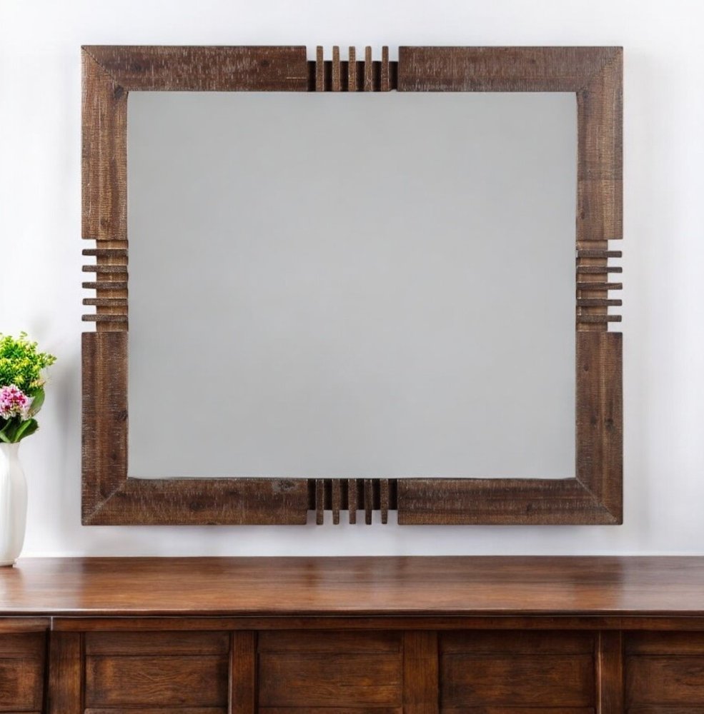 Reclaimed Oak Finish Rectangular Mirror close-up detail
