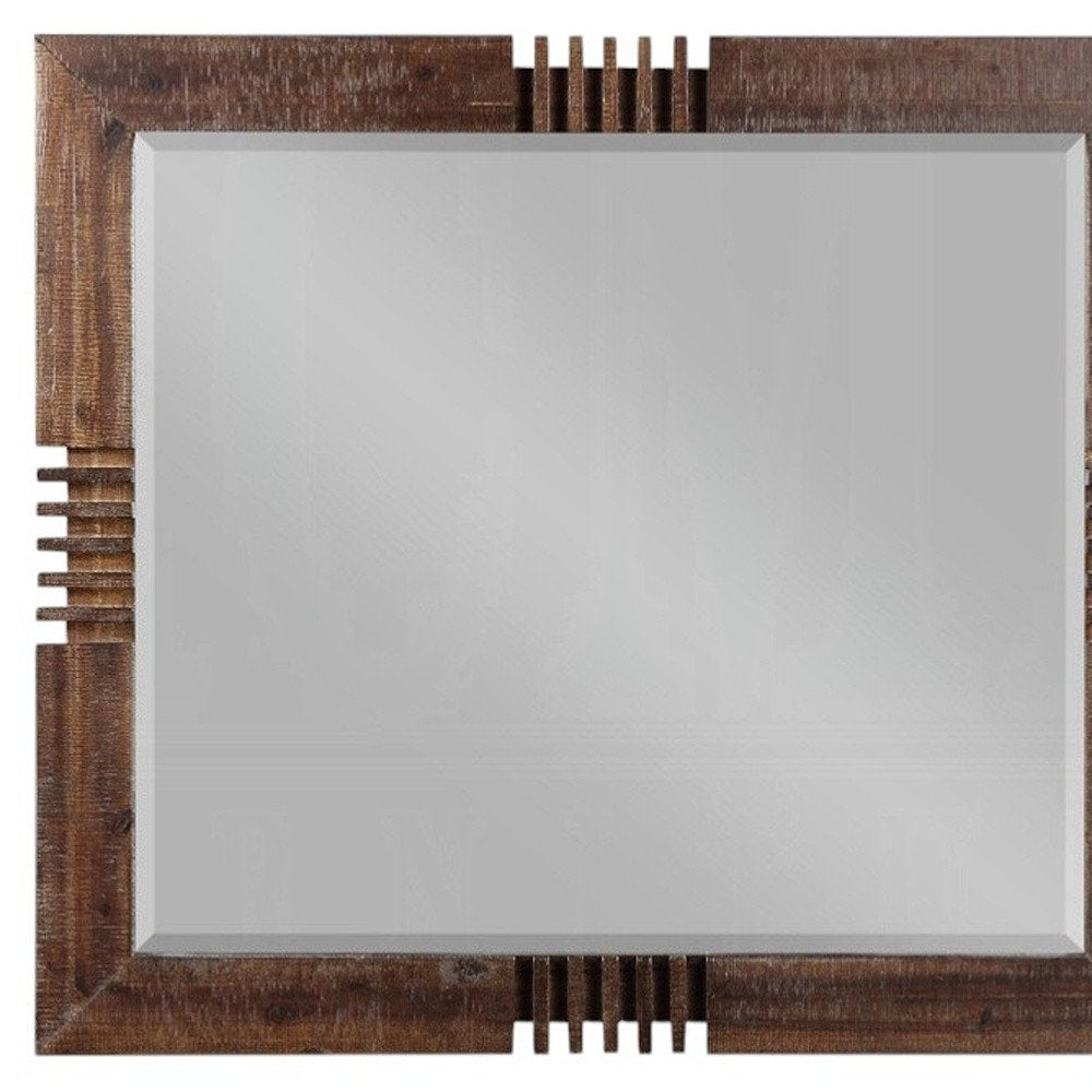 Reclaimed Oak Finish Rectangular Mirror close-up detail