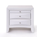 Elegant White 3 Drawer Nightstand on a white background