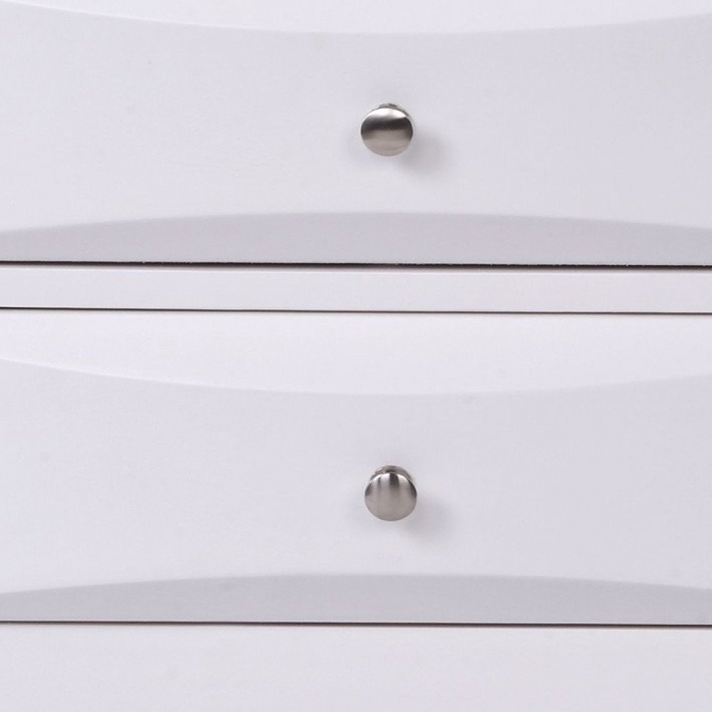 Elegant White 3 Drawer Nightstand on a white background