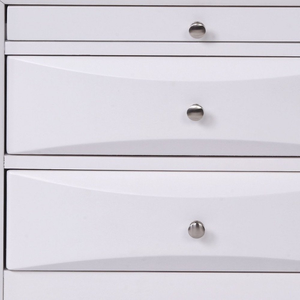Elegant White 3 Drawer Nightstand on a white background