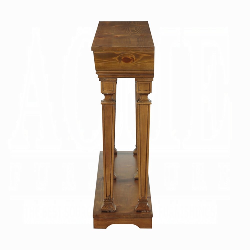 72" Oak Wood Floor Shelf Console Table With Shelf