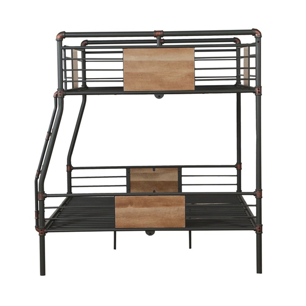 Black And Sand Full XL Over Queen Metal Bunk Bed
