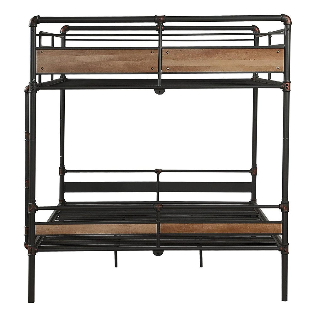 Bronze Queen Over Queen Metal Bunk Bed on a white background