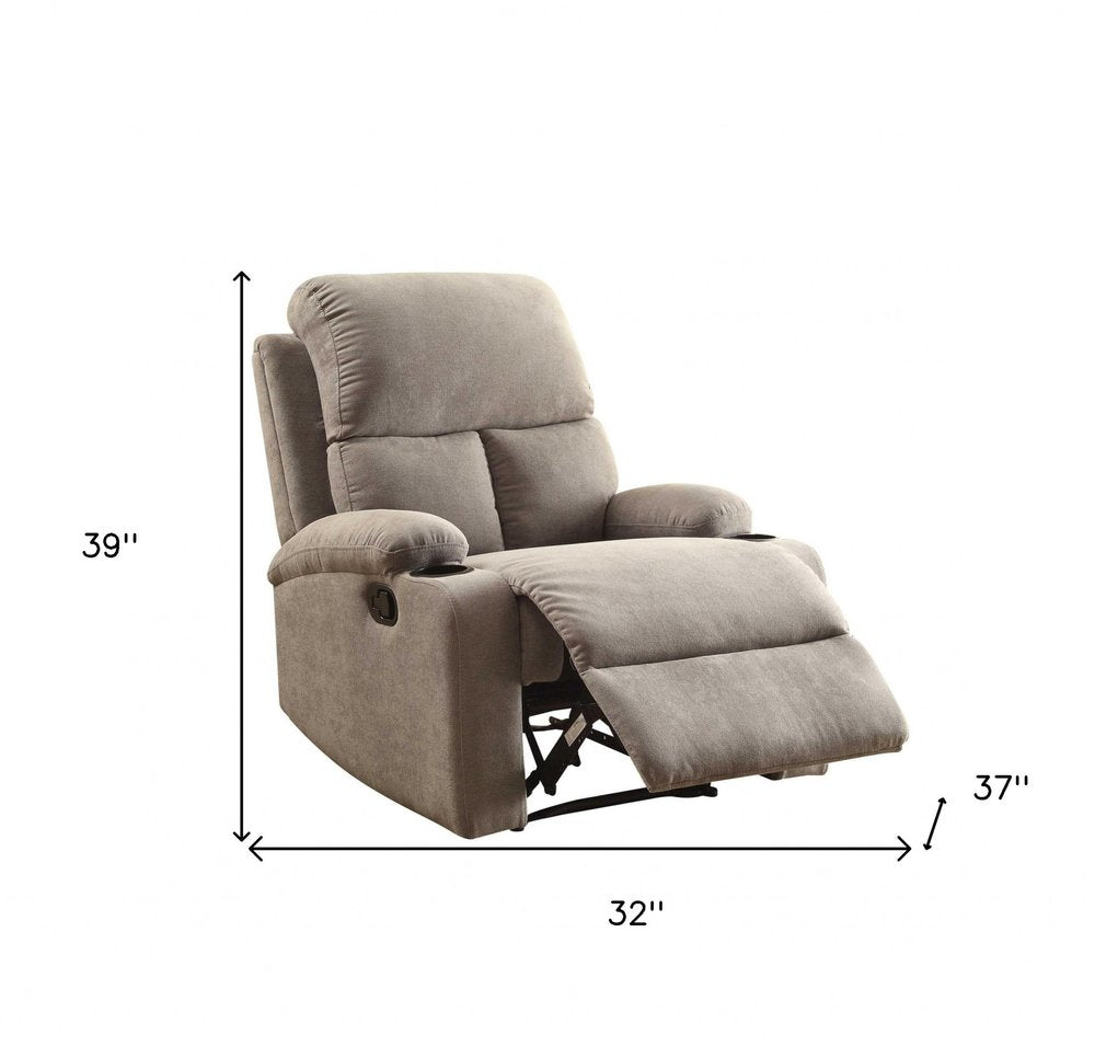 32" Gray Linen Recliner. Recliner isolated on a plain white background, showing a linen surface.