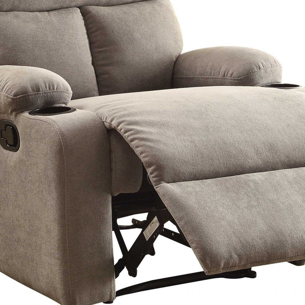 32" Gray Linen Recliner detail shot of the linen finish.