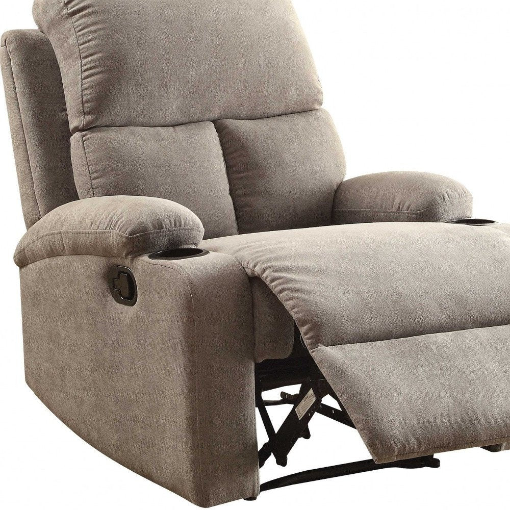 32" Gray Linen Recliner. Recliner isolated on a plain white background, showing a linen surface.