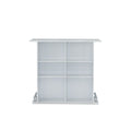 47" White Wood Rectangular Bar Table. Bar & restaurant table isolated on a plain white background, in a white wood finish.