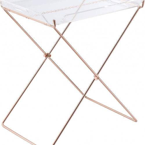 22" Clear and Copper Acrylic and Metal Tray Table