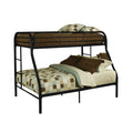 84" X 62" X 65" Twin Xl Over Queen Black Metal Tube Bunk Bed on a white background
