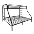 Black Twin Over Full Contemporary Metal Bunk Bed on a white background