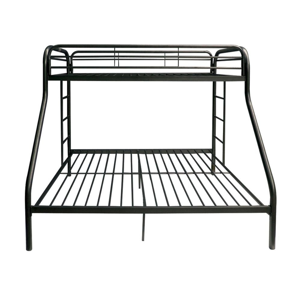 Black Twin Over Full Contemporary Metal Bunk Bed on a white background