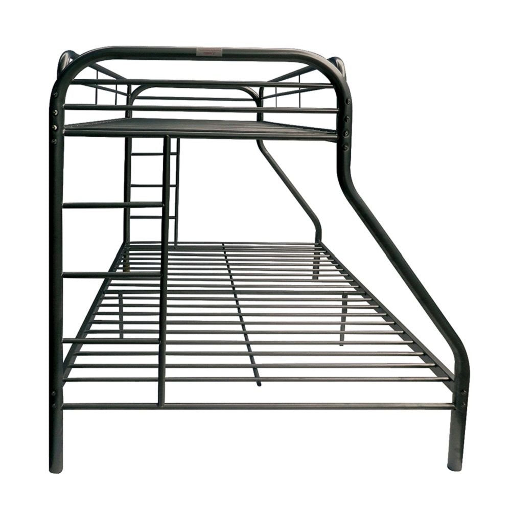 Black Twin Over Full Contemporary Metal Bunk Bed on a white background