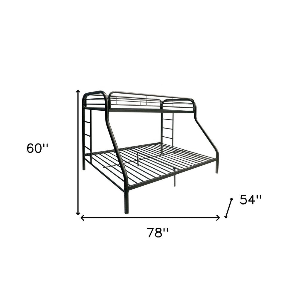Black Twin Over Full Contemporary Metal Bunk Bed on a white background