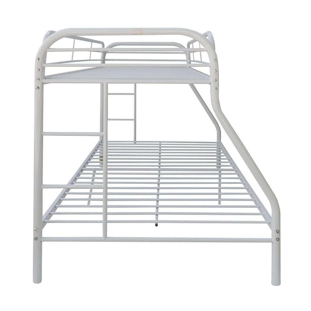 Black Twin Over Full Contemporary Metal Bunk Bed on a white background