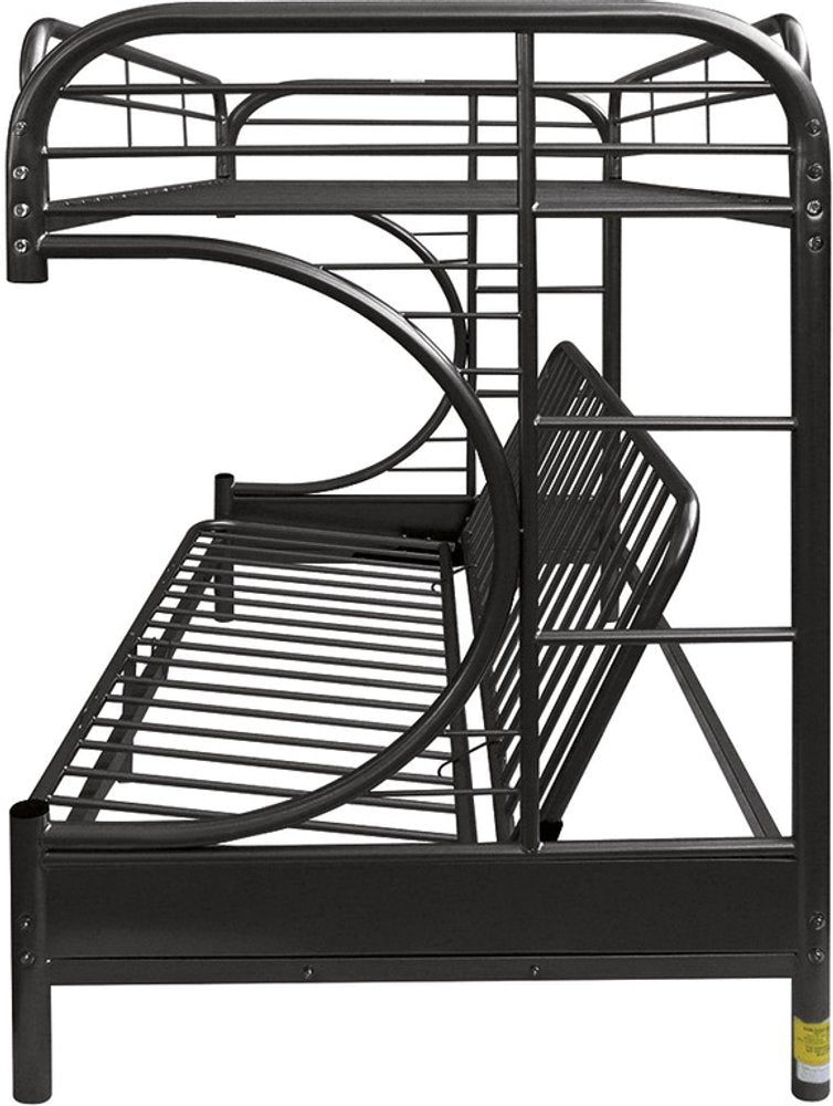 Black Twin Over Full Contemporary Metal Bunk Bed - 65" H x 78" W x 41" D