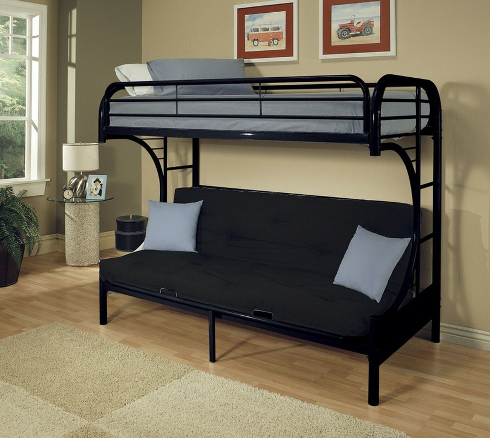 Black Twin Over Full Contemporary Metal Bunk Bed - 65" H x 78" W x 41" D